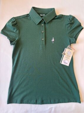 Girls' Green Polo Shirt with Flamingo Logo